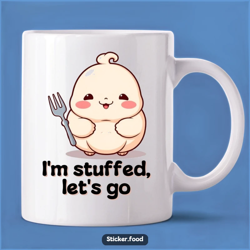 Funny Dumpling Gift Mug: Proud Foodie Holding Tiny Fork, Hilarious Present