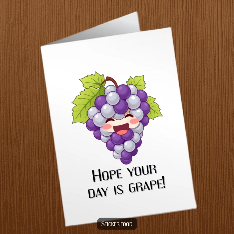 Funny Free Printable Birthday Card: A bunch of grapes giggling uncontrollably, practically bursting with birthday joy and excitement.