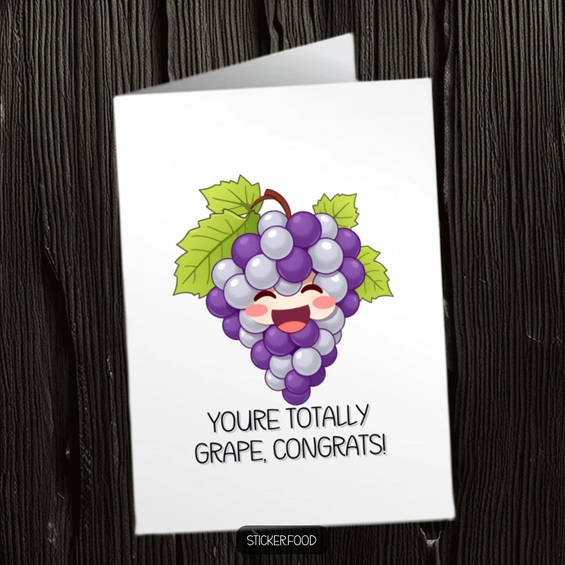 Funny Free Printable Congratulations Card: A bunch of grapes giggling with pure delight, bursting with celebratory joy for an achievement.