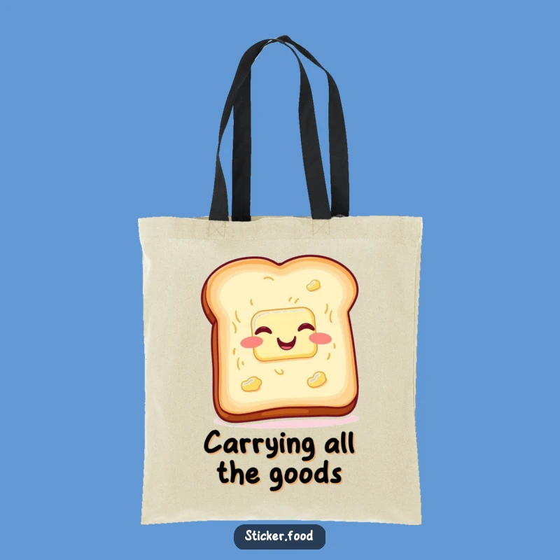 Funny Toast Butter Tote Bag, Wiggling with Glee Humorous Carryall